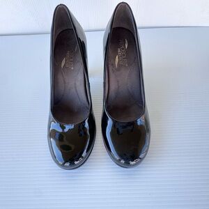 Aerosoles Black Patent Leather Heels Comfort Round Toe Pumps Women’s 7.5M New